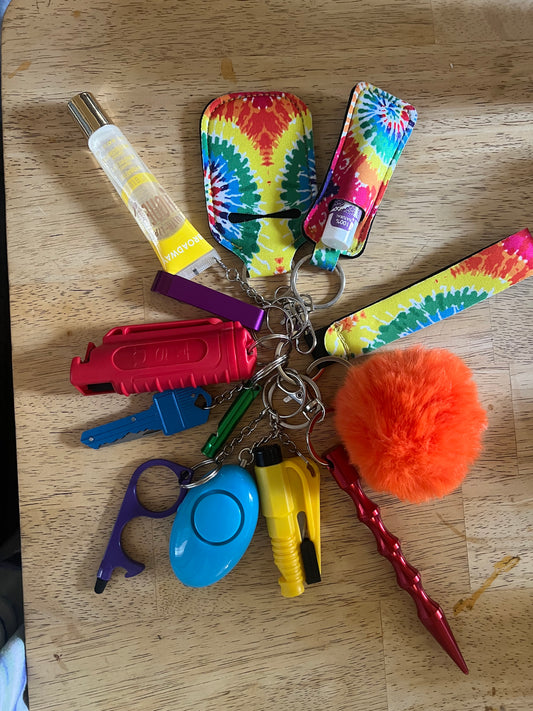 Tie-dye self-defense keychain